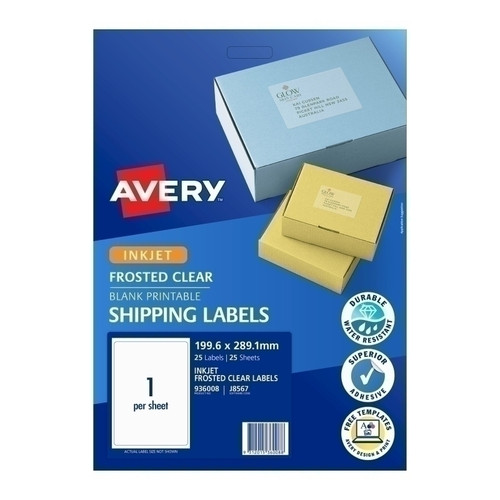 Avery Ink Jet Label Clear J8567 1 UP Pack of 25 Box 5