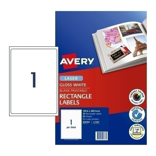 Avery Gloss Label L7767 1UP Pack of 25