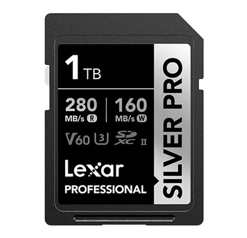 Lexar Professional SILVER PRO 1TB SDXC UHS-II Card 1TB—C10,  UHS-II(U3), V60,  Silver Pro, up to 280MB/s read, 160MB/s write
