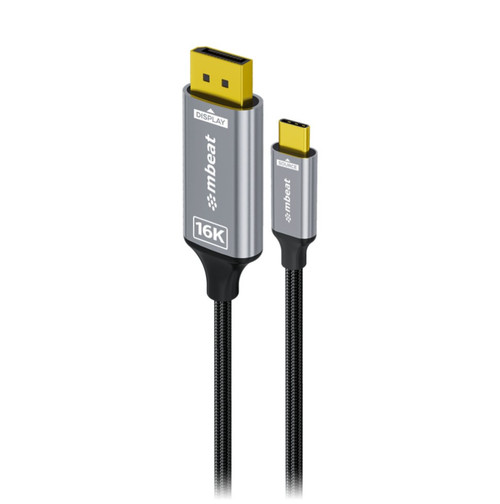 mbeat Tough Link 1.8m 16K USB-C to DP Cable - Space Grey 40Gbps USB-C (male) to DisplayPort 2.1 (male)