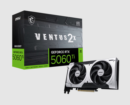 MSI nVidia GeForce RTX™ 5060 Ti 8G VENTUS 2X OC PLUS, PCI Express® Gen 5 x16, Boost: 2602 MHz, CUDA 4608 Units, 8GB GDDR7, HDMI™ x 1