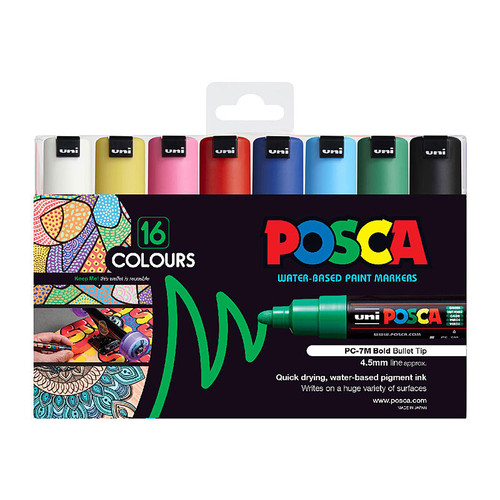 Posca PC-7M Bold Bullet Tip  Assorted Pack 16