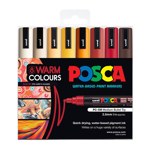 Posca PC-5M Medium Bullet Warm Pack 8