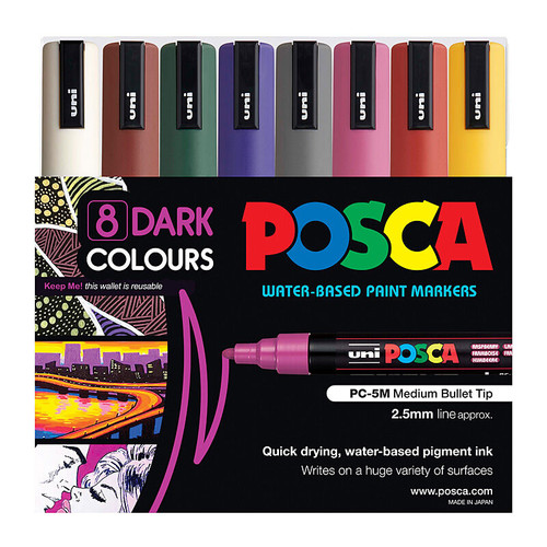 Posca PC-5M Medium Bullet Dark Pack 8