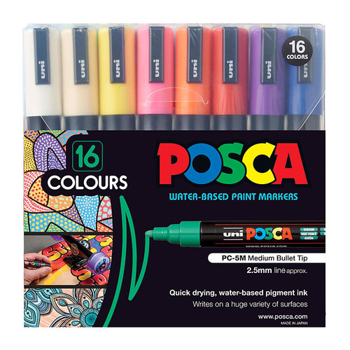 Posca PC-5M Medium Bullet Marker Assorted Pack 16
