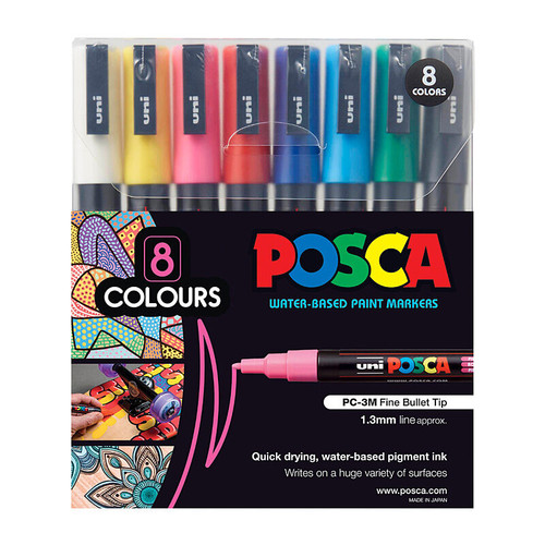 Posca PC-3M Fine Bullet Assorted Pack 8