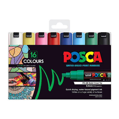 Posca PC-8M Bld Chisel Assorted Pack 16