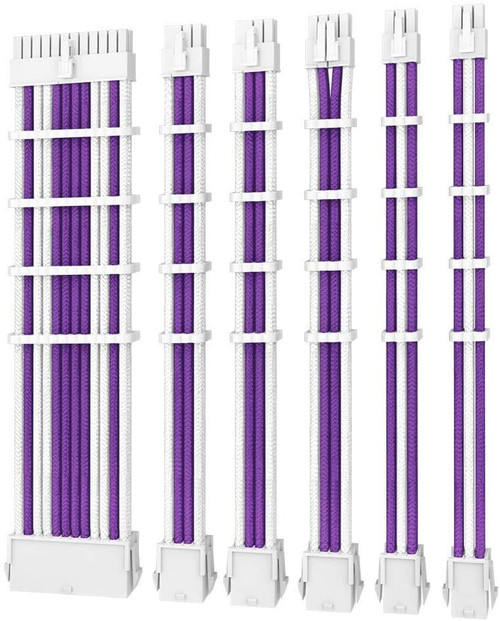 Antec PSU -  Sleeved Extension Cable Kit V2 - Purple / White. 24PIN ATX, 4+4 EPS, 8PIN PCI-E, 6PIN PCI-E, Compatible with Standard PSU (LS)