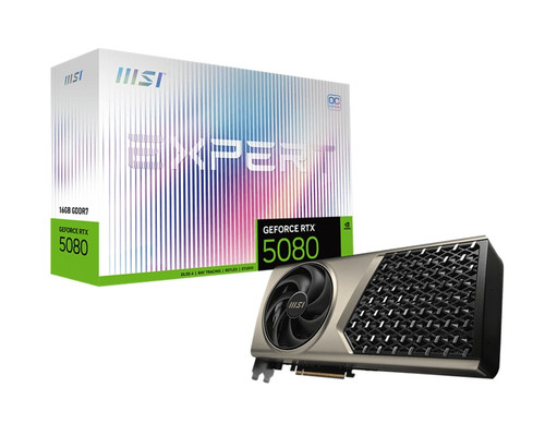 MSI nVidia GeForce RTX 5080 16G EXPERT OC, Boost: 2640 MHz, CUDA 10752 Units, 16GB GDDR7, HDMI™ x 1