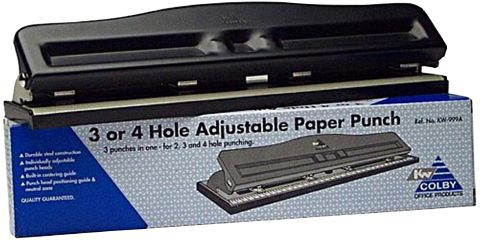 Hole Punch Colby 999A Adjustable 3 or 4 hole Black/Putty