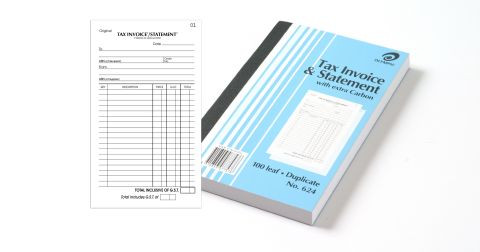 Invoice and Statement Tax Book Olympic 624 Duplicate 200mm x 125mm 142802