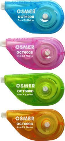 Correction Tape Osmer Mouse Sidewinder 6M x 5mm OCT600B Pack 10 Assorted colours