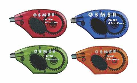 Correction Tape Osmer Mouse Sidewinder 8M x 4.2mm OCT400 Hangsell Assorted colours