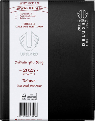 Diary Upward 7442 A5 PU Deluxe WTO Wiro Bound Silver Corners Y2026