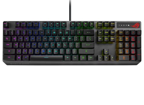 ASUS XA05 ROG STRIX SCOPE RX Blue Switch Optical Gaming Keyboard for FPS, RGB, USB 2.0 Passthrough, Alloy Top, Stealth Key,