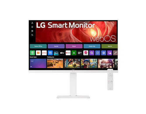 LG 27' 4K UHD IPS Smart Monitor with webOS, USB-C (65W PD), AirPlay 2, Bluetooth, DCI-P3 90%, Magic Remote support, and full ergonomic stand