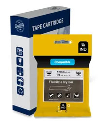 Compatible Dymo SD18488 Label Black Text on White Flexible Nylon Labels 12mm wide x 3.5 metres long