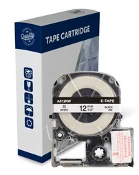 Compatible Epson Label Tapes Black Text on White Label Tape 12mm wide x 8 metres long - C53S625100