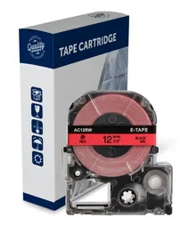 Compatible Epson Label Tapes Black Text on Red Label Tape 12mm wide x 8 metres long