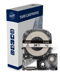 Compatible Epson Label Tapes Black Text on White Label Tape 24mm wide x 8 metres long