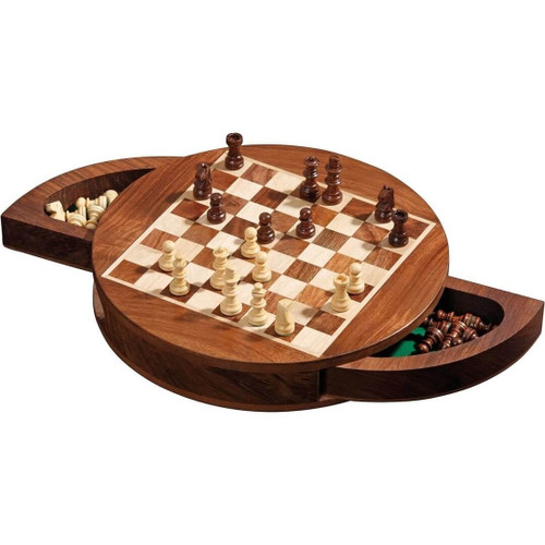 Philos Magnetic Round Style Wood Chess Set 19 mm Field