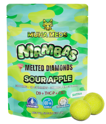 Muha Meds Mambas Melted Diamonds Gummies Sativa Sour Apple