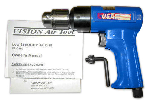 Pneumatic Air Drill 3/8" Jacobs Chuck Vision Air VA-D380