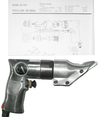 Pneumatic Pistol Grip Metal Cutting Shear ACME MP 7705