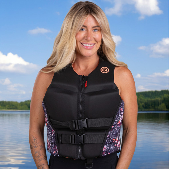 O'Brien Women's Flex V-Back Neo Vest - Coral/Floral