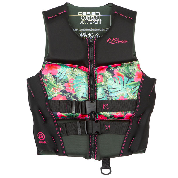 O'Brien Ladies Flex V-Back Neo Vest - Pink / Floral