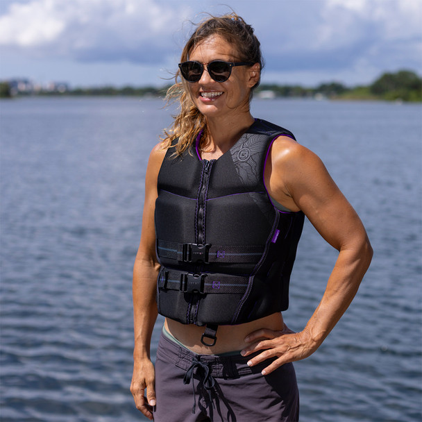 O'Brien Women's Flex V-Back Neo Vest - Black/Purple