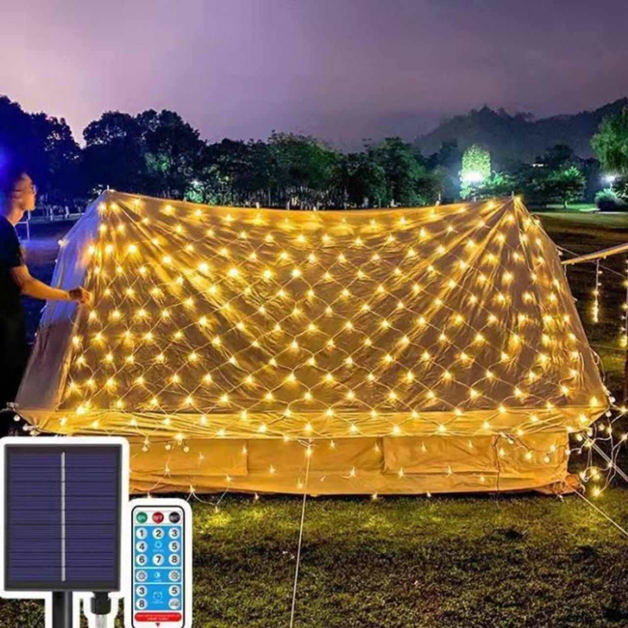 led light-sensing solar net light fishing net light full of stars