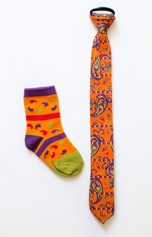 Boys Dancing Paisley Necktie & Socks Combo (Ages 6-9)