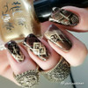 Calypso Gold, Hit the Bottle stamping polish.  Available at www.lanternandwren.com.