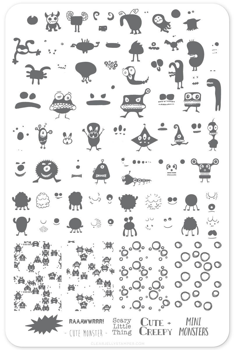 Monster Mash Nail Stamping Plate By Clear Jelly Stamper Available