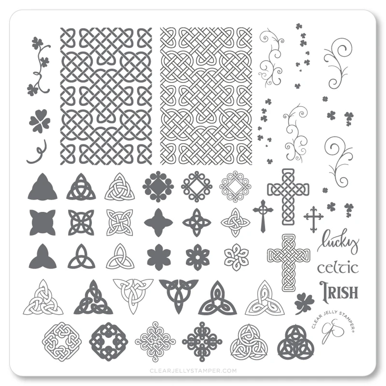 Celtic Charm nail stamping plate by Clear Jelly Stamper, available at  .