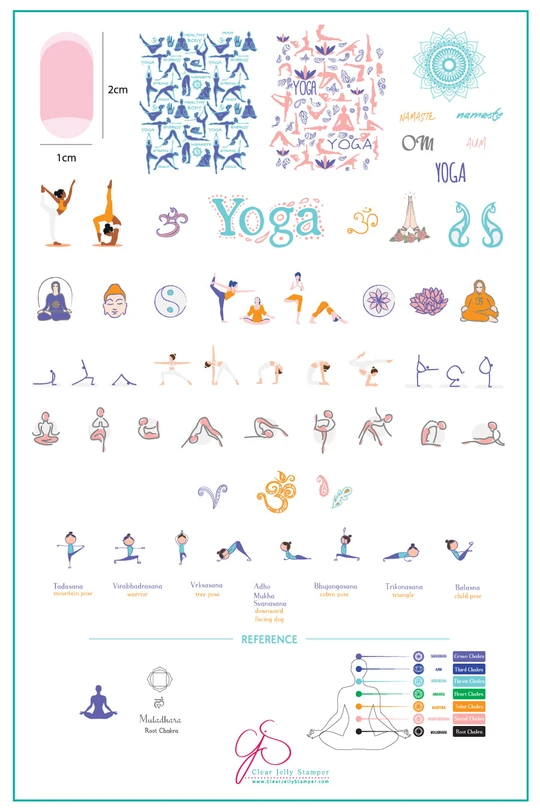 Zen Yoga nail art plate by Clear Jelly Stamper, available at www