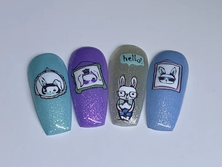 Hipster Bunnies Easter nail art plate by Clear Jelly Stamper, available