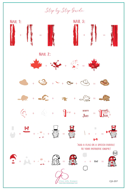 Canada Day nail stamp by Clear Jelly Stamper, available at www