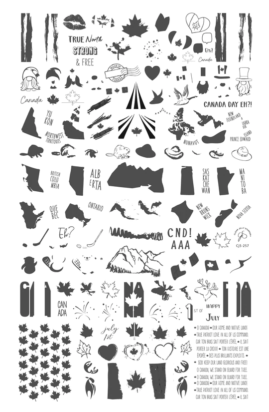Canada Day nail stamp by Clear Jelly Stamper, available at www