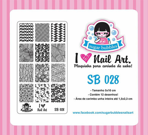 Sugar Bubbles SB028 nail stamping plate, available in the USA at www.lanternandwren.com.
