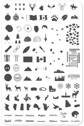 Oh Canada! nail stamping plate by Clear Jelly Stamper, available at www.lanternandwren.com.