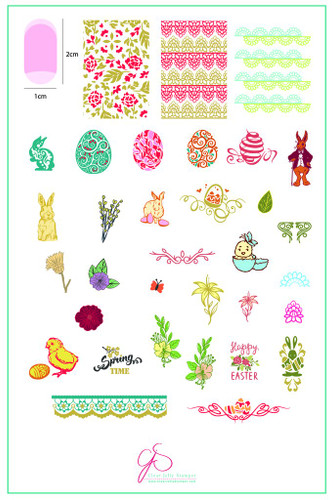 Victorian Easter nail stamping plate by Clear Jelly Stamper, available at www.lanternandwren.com.