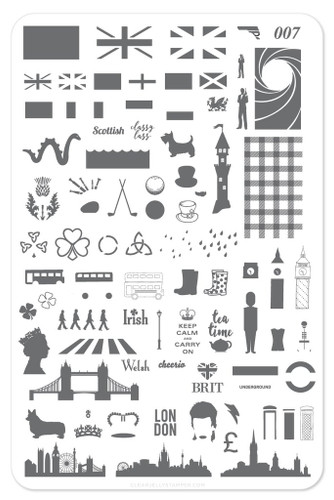 Best of British nail stamping plate by Clear Jelly Stamper, available at www.lanternandwren.com.