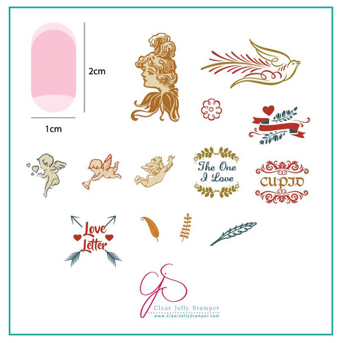 Clear Jelly Stamper Cupid nail stamping plate, available at www.lanternandwren.com.