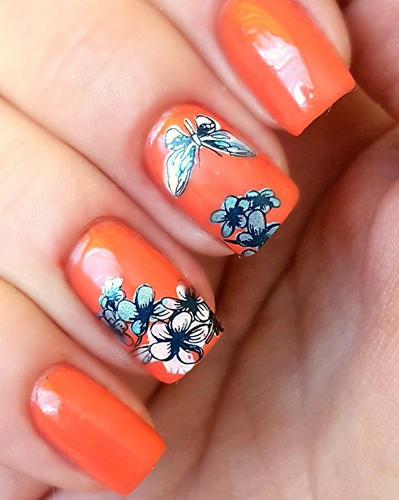 Delicate Garden nail stamping plate by Clear Jelly Stamper, available at www.lanternandwren.com.