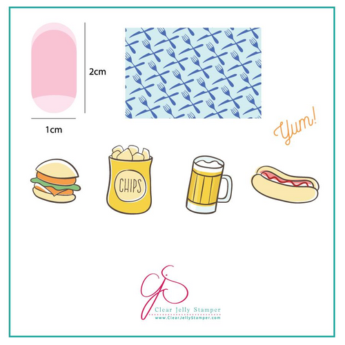 Clear Jelly Stamper Order UP! (CjS-64) nail stamping plate. Available in the USA at www.lanternandwren.com.