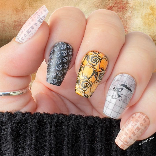 Feline Like Spring nail stamping plate. Available exclusively at www.lanternandwren.com.