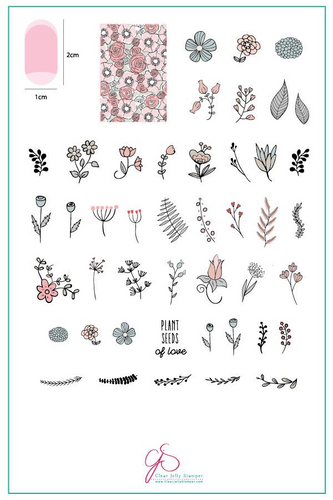 Clear Jelly StamperBlossoming Romance - Candied nail stamping plate. Available at www.lanternandwren.com.