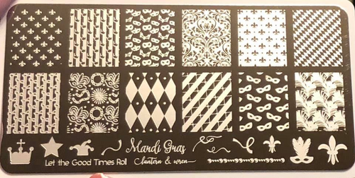 Mardi Gras stamping plate. Available in the USA at www.lanternandwren.com.